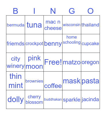 Shelter at Home Bingo Card