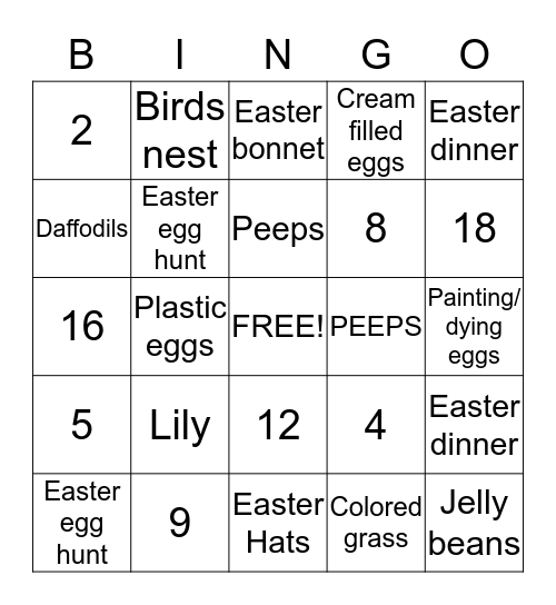 Easter Bingo Card