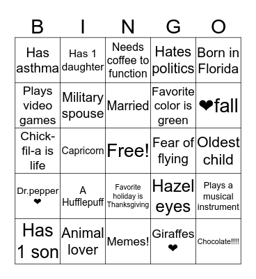 Kaitlyn Bingo Card