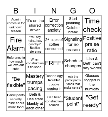 Jetlag Bingo Card
