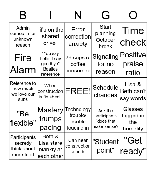 Jetlag Bingo Card