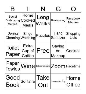 Stay At Home Bingo Card
