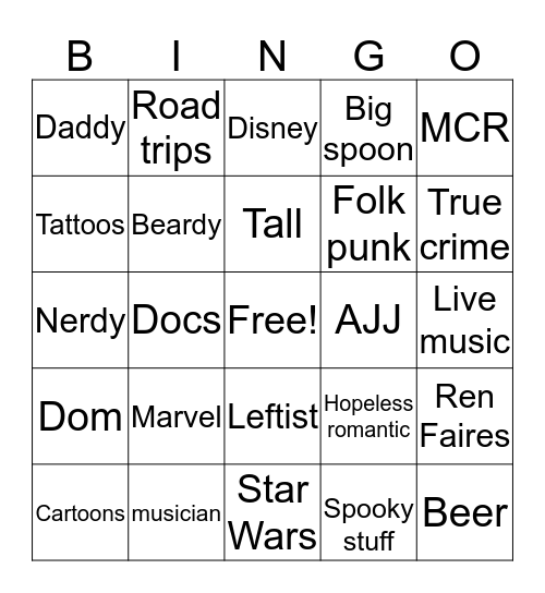 Are you Amber’s Type? Bingo Card