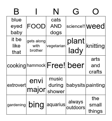 Bria Bingo Card