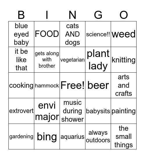 Bria Bingo Card