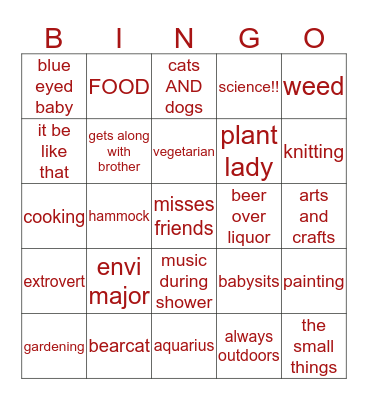 Bria Bingo Card