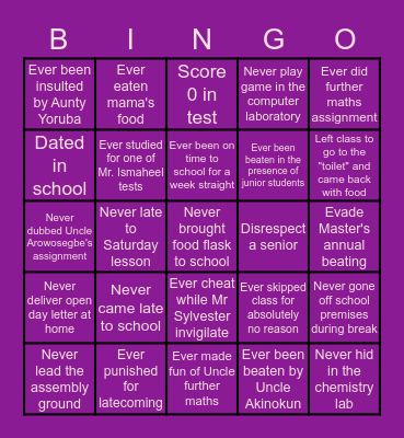 Mumu BINGO Card