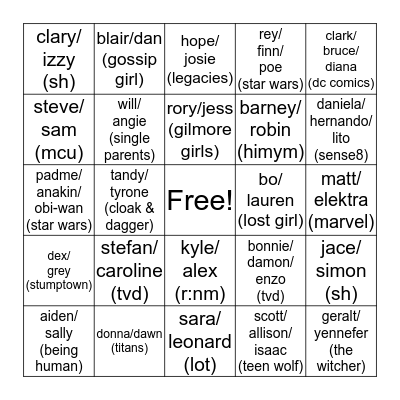 anna's ships Bingo Card