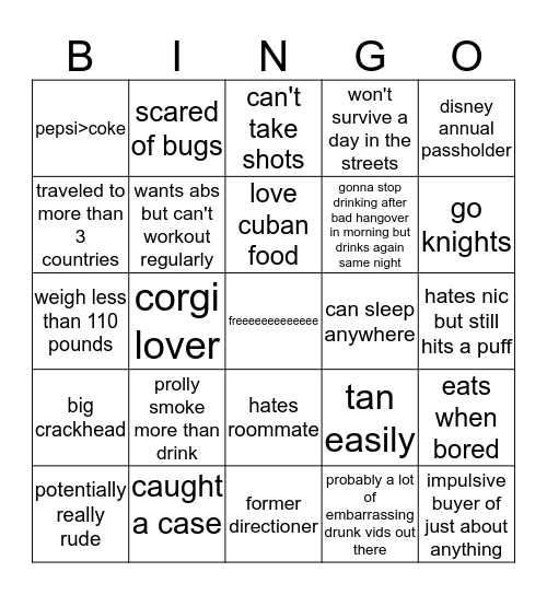 Mimi's Binger Bingo Card