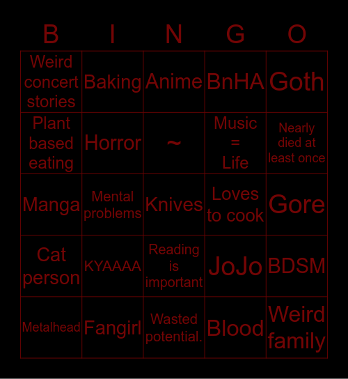 How similar are you to SJ Bingo Card