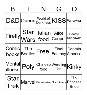 Alys Bingo Card