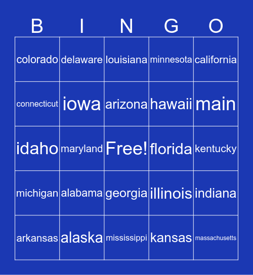 States You’ve Been To Bingo Card