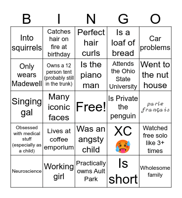 Sophie Bingo Card