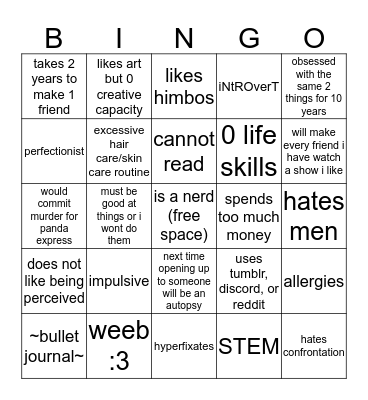 shrek Bingo Card
