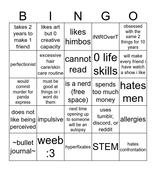 shrek Bingo Card