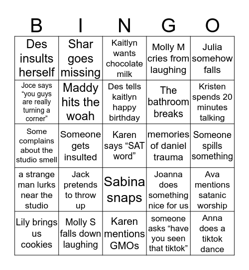 ATJ Bingo Card