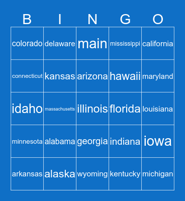 States You’ve Been To Bingo Card