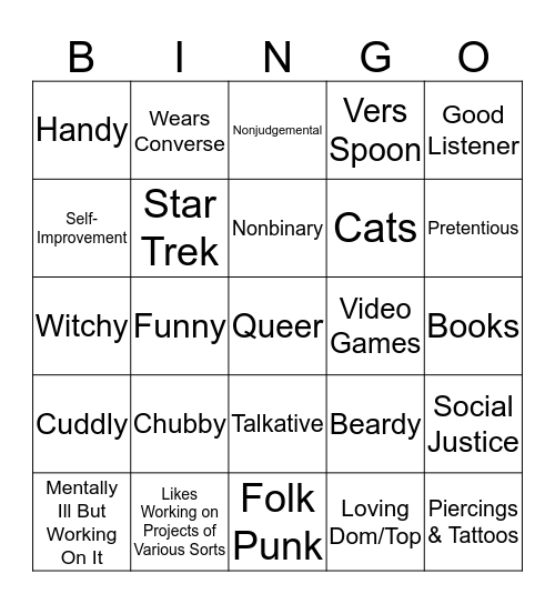 Bug Bingo Card