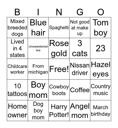 Katelyn’s Bingo Card