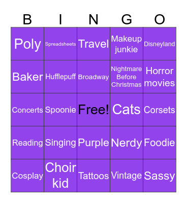 Jennifer Bingo Card