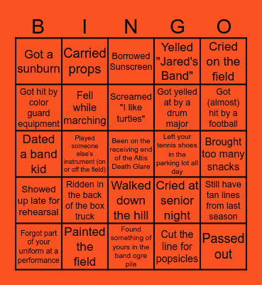 Republic Tiger Pride Band Bingo Card