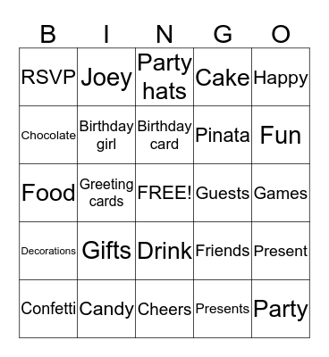 Happy Birthday Bingo Card