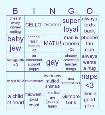 Megan Bingo Card