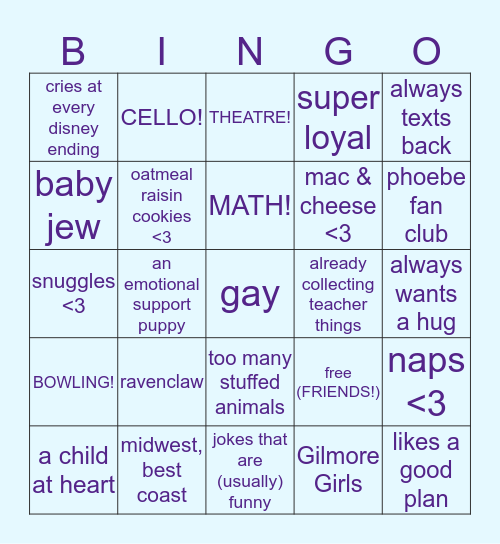 Megan Bingo Card
