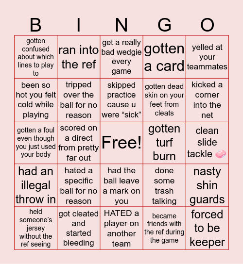 Soccer Bingo!! Bingo Card