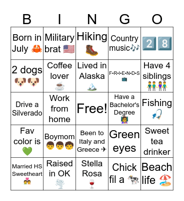 Stephanie Bingo Card