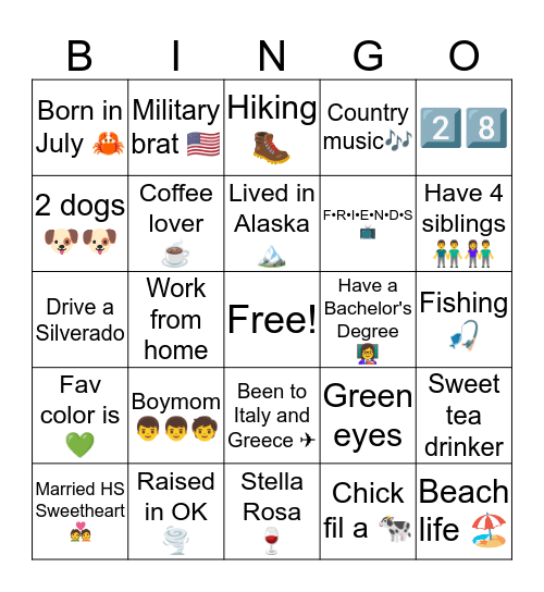 Stephanie Bingo Card