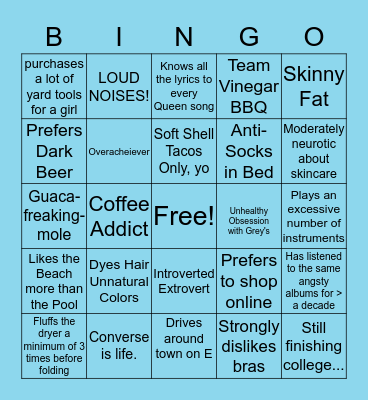 Jess Bingo Card