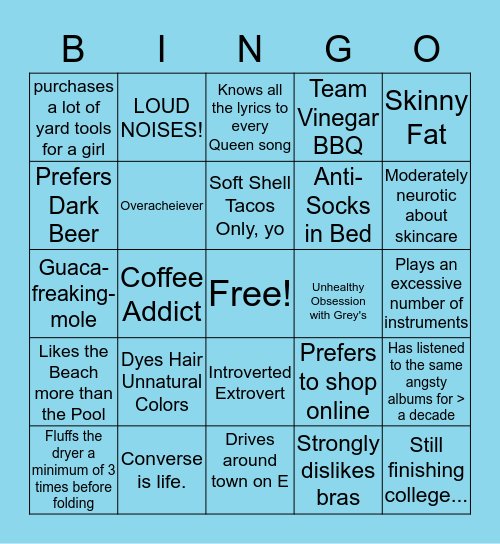 Jess Bingo Card