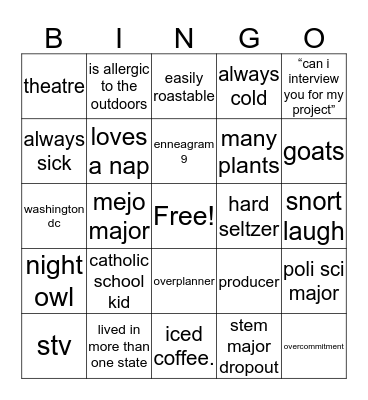 Ava Bingo Card