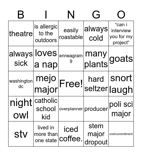 Ava Bingo Card