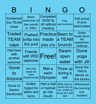 TEAM Bingo Card