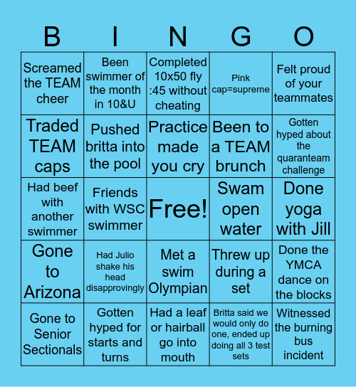 TEAM Bingo Card