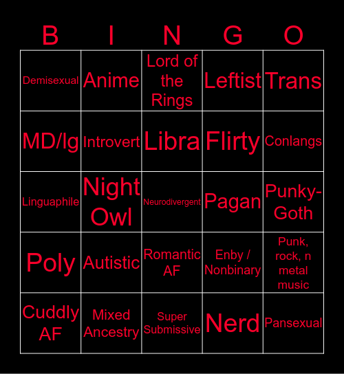 Kat Bingo Card