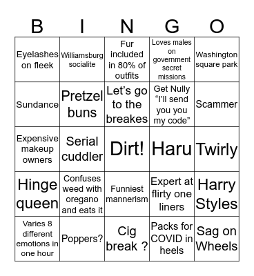Kristen Bingo Card