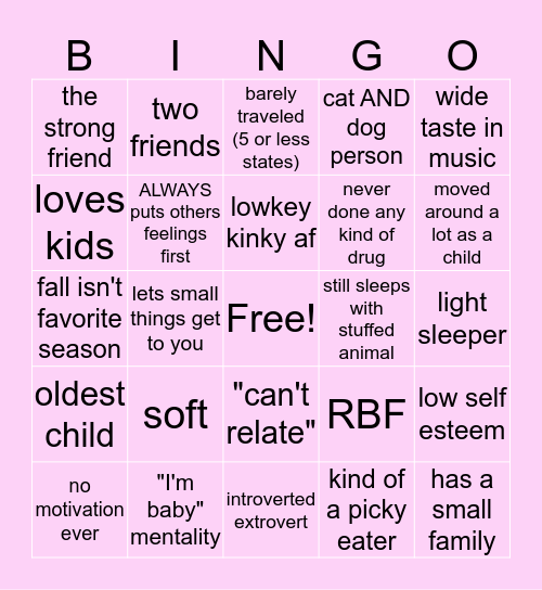 Emily's Bingo Card