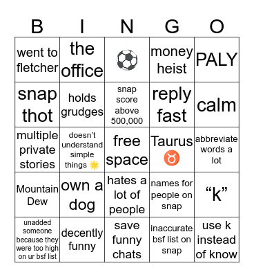 rhys bingo Card