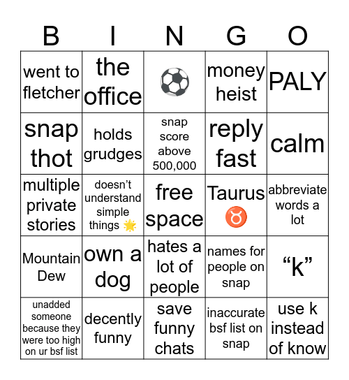 rhys bingo Card