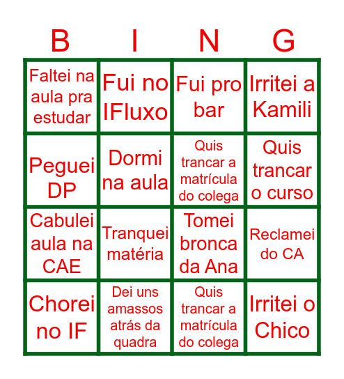 BINGO DO PIRITUBIF Bingo Card