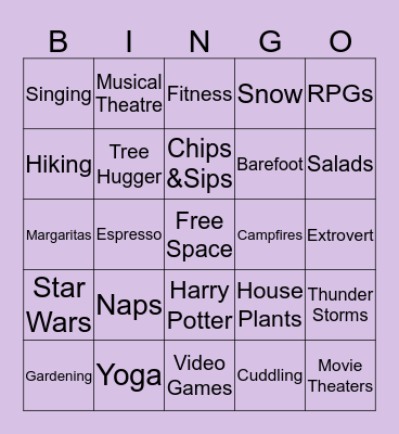Jess's Bingo Card