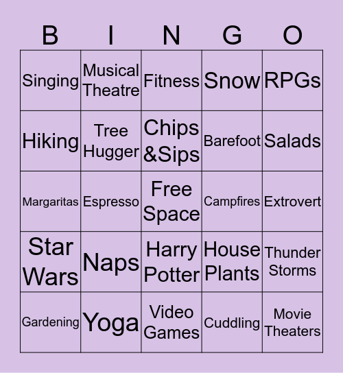 Jess's Bingo Card