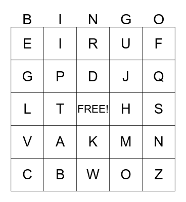 Alphabet Bingo! Bingo Card