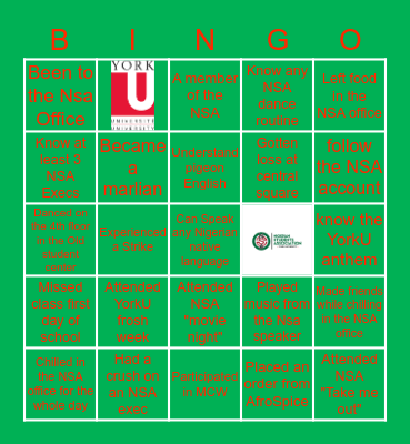 NSA 🇳🇬 York U Bingo Card