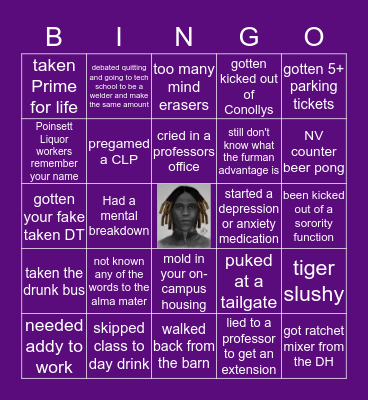 The Honest Furman Bingo Card