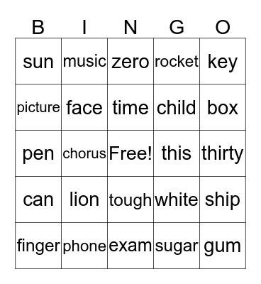 PHONICS IS FUN 1 Bingo Card