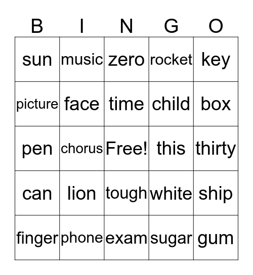 PHONICS IS FUN 1 Bingo Card